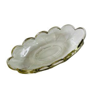 Vintage Glass Scalloped Celery Relish Dish 8.5 x 4" Oval